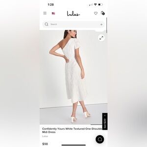 Gorgeous Lulu’s White textured one shoulder dress - M